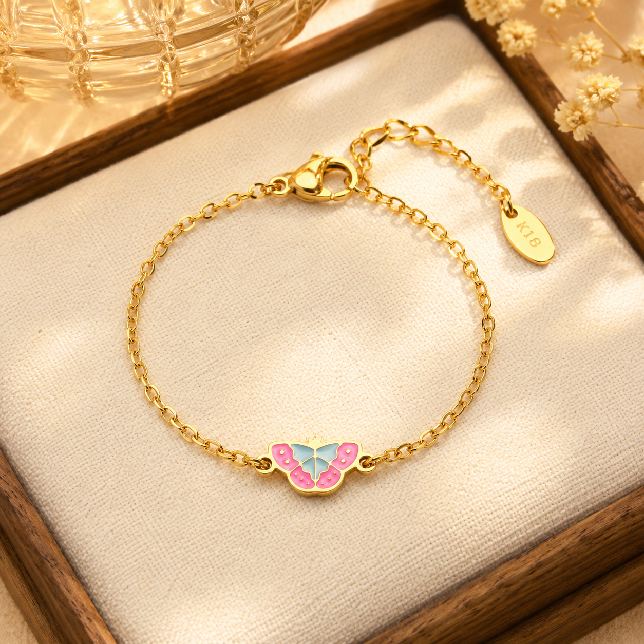 Gold butterfly necklace bracelet and earrings jewelry set