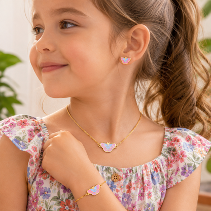 Chic butterfly jewelry set for baby girls with necklace bracelet and earrings