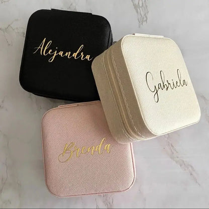 Compact personalised jewellery case designed for travel and everyday jewellery organisation.
