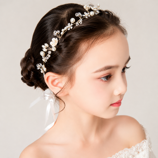 Crystal pearl flower girl tiara for weddings