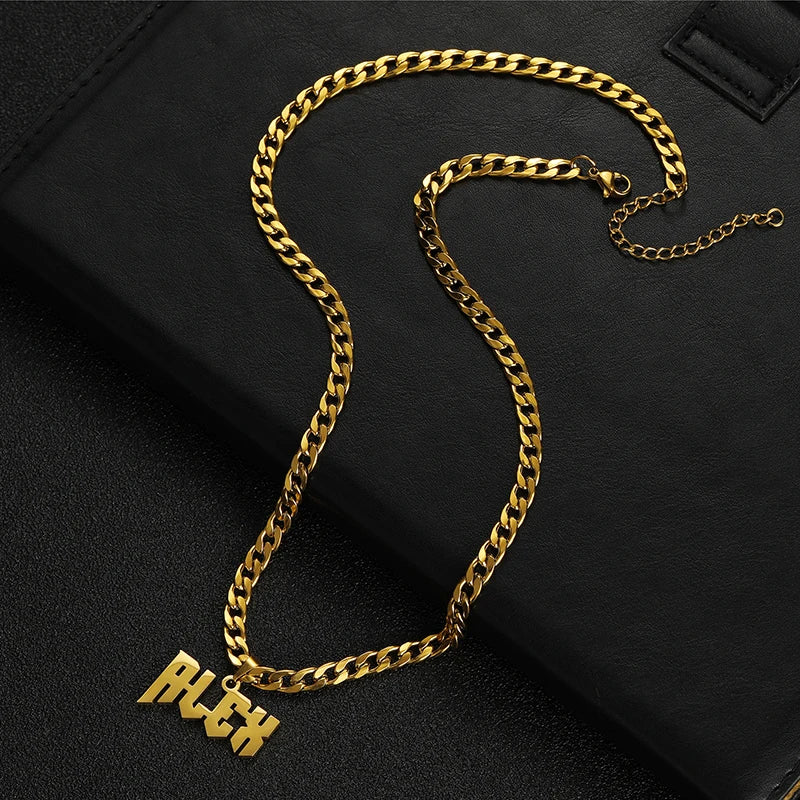 Custom engraved name pendant necklace for boys and teens