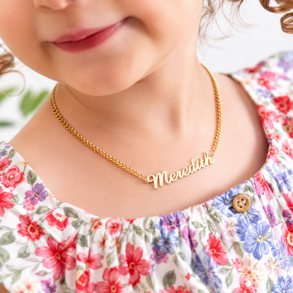 Gold personalized name necklace for children