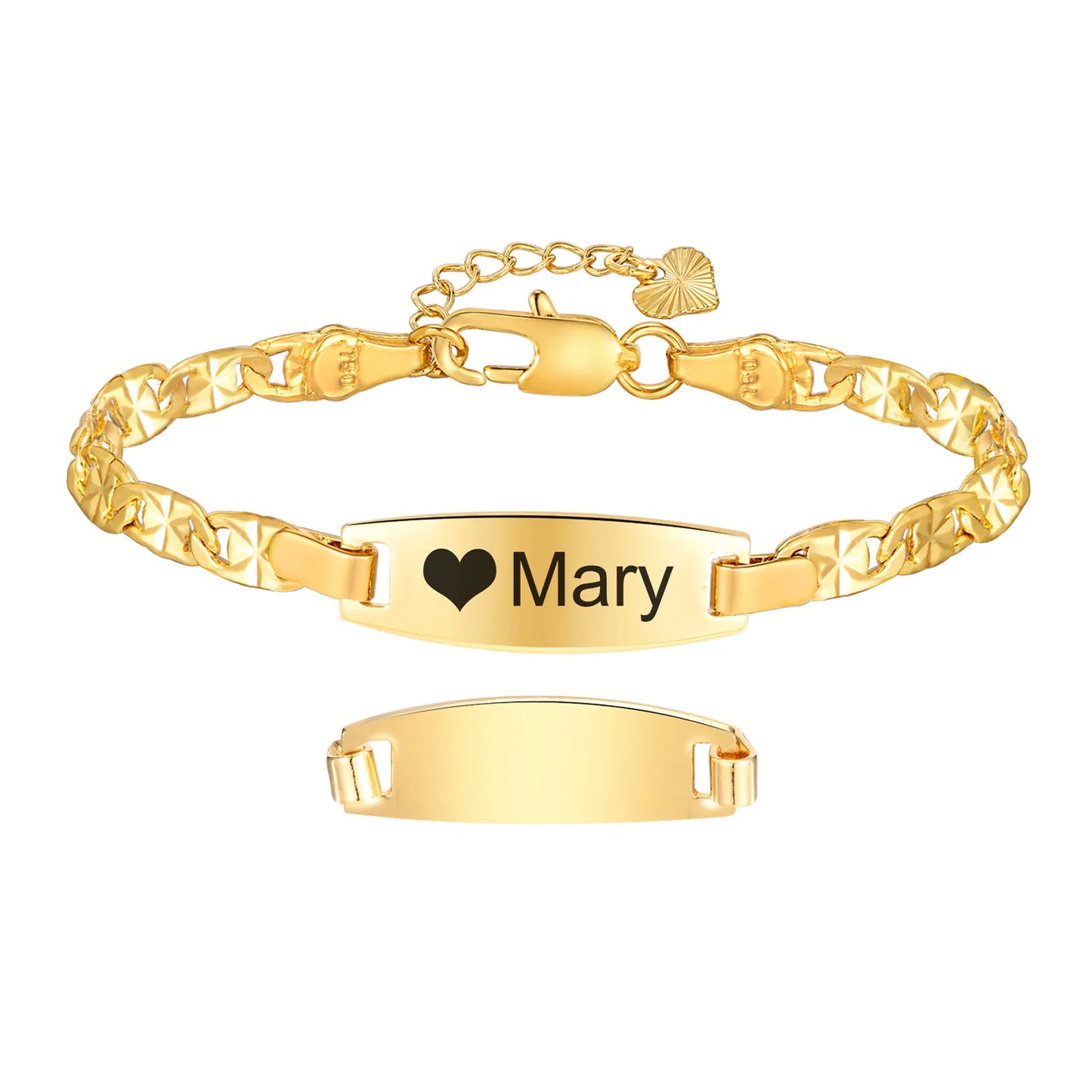 Custom engraved adjustable ID bracelet for babies and toddlers.