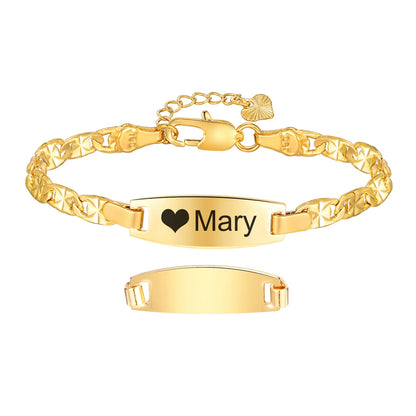 Custom engraved adjustable ID bracelet for babies and toddlers.