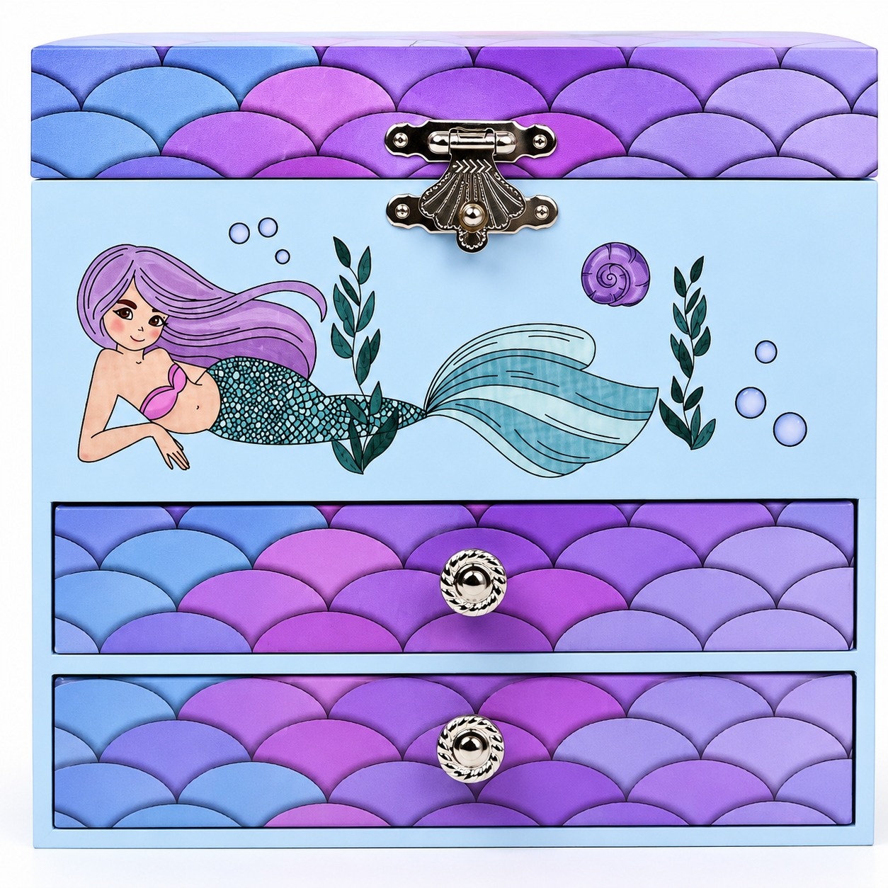 Musical jewellery storage box for girls with ocean theme