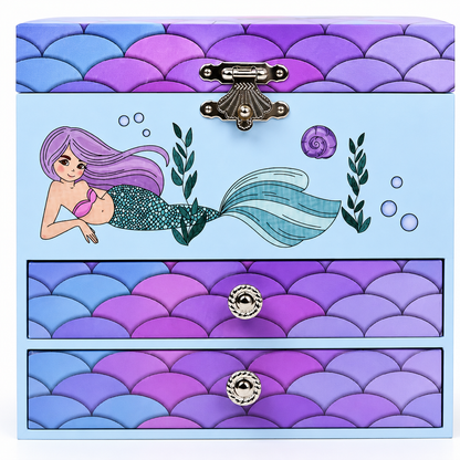 Musical jewellery storage box for girls with ocean theme