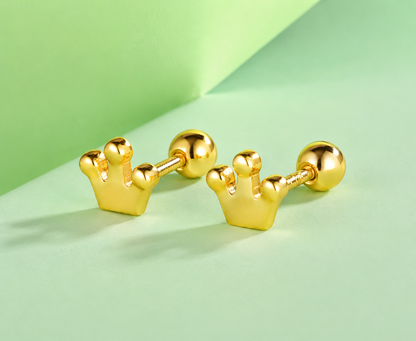Elegant crown shaped sterling silver earrings for women