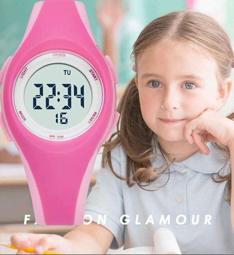 Waterproof digital sport watch designed for boys.