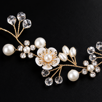 Flower girl hair accessory with crystals and pearls