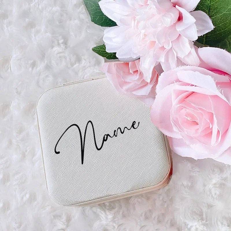 Personalised jewellery box available in multiple colours with custom name engraving options.