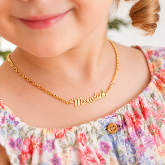 Personalized kids nameplate necklace custom stainless steel design