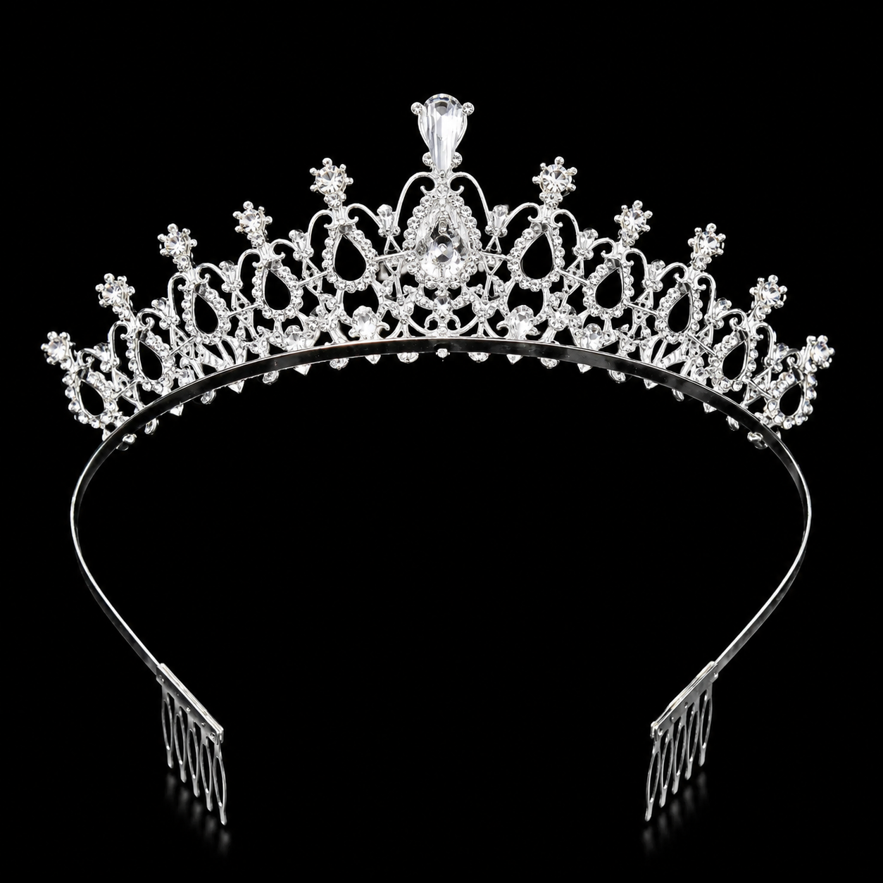 Sparkling rhinestone princess crown with combs