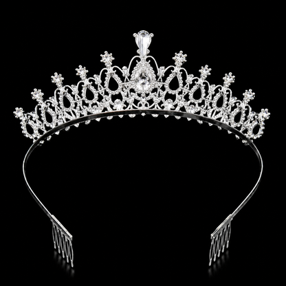 Sparkling rhinestone princess crown with combs