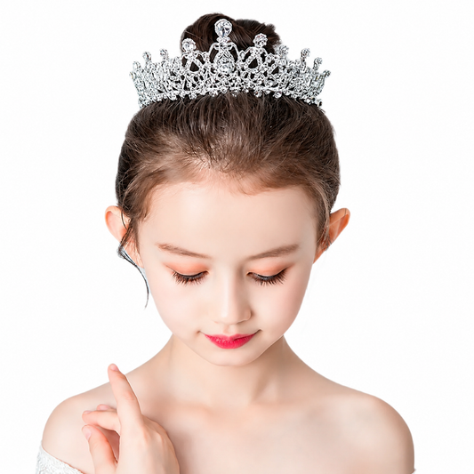 Silver crystal tiara for girls and teenagers