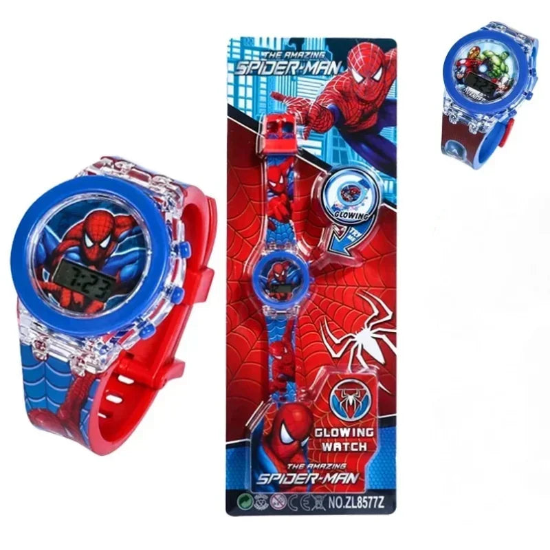 Superhero themed kids watch featuring flashing LED lights