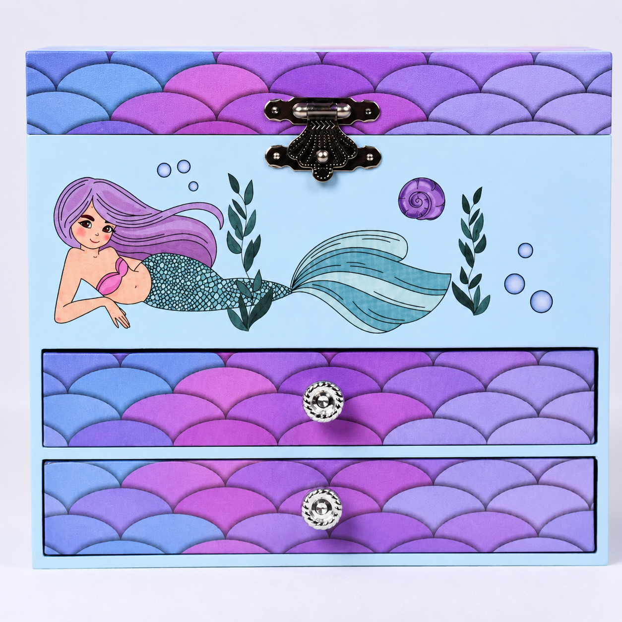 Wooden mermaid keepsake jewellery box with melody