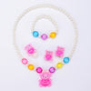 Teddy Bliss: Adorable Baby & Toddler Girls Teddy Bear Pearl Beads Set - Playful Elegance with Clip Earrings, Bracelet, Necklace & Ring!