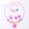 Teddy Bliss: Adorable Baby & Toddler Girls Teddy Bear Pearl Beads Set - Playful Elegance with Clip Earrings, Bracelet, Necklace & Ring!