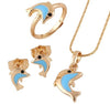 Dreamy Seas: Baby & Toddler Girls' 18k Gold-Plated Blue Dolphin Jewelry Set - A Whimsical Wave of Joy for Birthday Parties and Special Occasions!