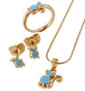 Playful Primate Parade: Baby & Toddler Girls' 18k Gold-Plated Blue Cheeky Monkey Jewelry Set - A Whimsical Swing for Birthday Parties and Special Occasions!