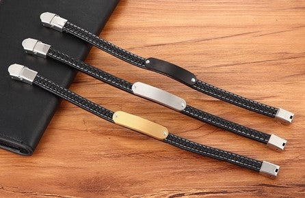 Urban Edge: Boys, Teens Woven Black Leather and Stainless Steel Bracelet - A Striking Fusion for Unforgettable Birthday Gifts! - Kids Jewellery Shop