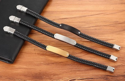 Urban Edge: Boys, Teens Woven Black Leather and Stainless Steel Bracelet - A Striking Fusion for Unforgettable Birthday Gifts! - Kids Jewellery Shop