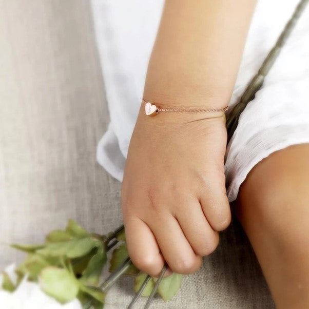 Cherished Moments: Dainty Flower Girl Initial Bracelet - A Precious Gift of Charm and Elegance!