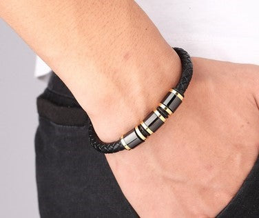 Casual Elegance: Genuine Woven Leather and Alloy Bracelet - A Stylish Gesture for Boys' Birthday Gift! - Kids Jewellery Shop