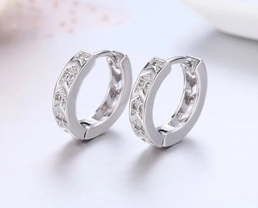 Chic Charms: Cute 925 Sterling Silver CZ Arrow Hoop Earrings - Sparkle for Girls, Teens, and Women!