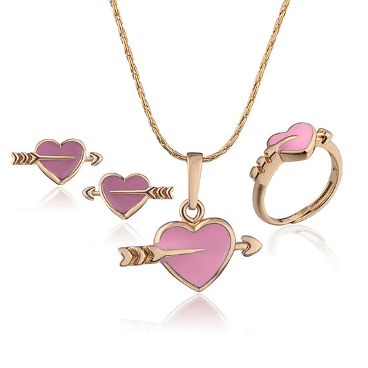 Little Cupid's Charm: Baby, Toddler Girls' Cupid Arrow Jewelry Set - 18k Gold-Plated Elegance! - Kids Jewellery Shop