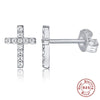 Elegance Redefined: Simple 925 Sterling Silver CZ Geometric Cross Stud Earrings - Fashion Jewelry for Girls, Teens, and Women!