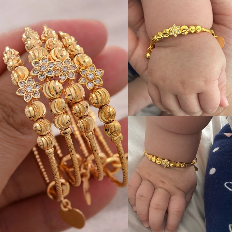 Radiant Royalty: 24K Gold plated Bangles Set for Kids - Luxury Child Jewelry!