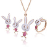 Whimsical Wonders: Baby & Toddler Girls' 18k Gold-Plated Pink Bunny Jewelry Set - A Playful Hop for Birthday Parties and Special Occasions!