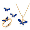 Fluttering Elegance: Baby & Toddler Girls' 18k Gold-Plated Blue Butterfly Jewelry Set - A Whimsical Dance for Birthday Parties and Special Occasions!