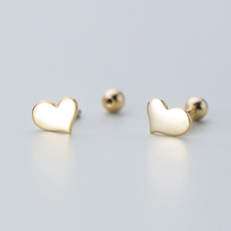 Eternal Love: Real 925 Sterling Silver Heart Screw Back Stud Earrings for Baby Girls and Kids!
