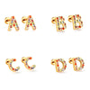 Radiant Individuality: Initials A-Z Letters Multi-Colored CZ Stones Stud Earrings - Dazzling Gifts for Girls, Teens, and Women!