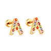 Radiant Individuality: Initials A-Z Letters Multi-Colored CZ Stones Stud Earrings - Dazzling Gifts for Girls, Teens, and Women!