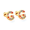 Radiant Individuality: Initials A-Z Letters Multi-Colored CZ Stones Stud Earrings - Dazzling Gifts for Girls, Teens, and Women!