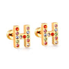 Radiant Individuality: Initials A-Z Letters Multi-Colored CZ Stones Stud Earrings - Dazzling Gifts for Girls, Teens, and Women!