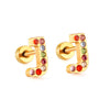 Radiant Individuality: Initials A-Z Letters Multi-Colored CZ Stones Stud Earrings - Dazzling Gifts for Girls, Teens, and Women!