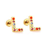 Radiant Individuality: Initials A-Z Letters Multi-Colored CZ Stones Stud Earrings - Dazzling Gifts for Girls, Teens, and Women!