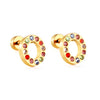 Radiant Individuality: Initials A-Z Letters Multi-Colored CZ Stones Stud Earrings - Dazzling Gifts for Girls, Teens, and Women!