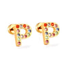 Radiant Individuality: Initials A-Z Letters Multi-Colored CZ Stones Stud Earrings - Dazzling Gifts for Girls, Teens, and Women!