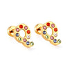 Radiant Individuality: Initials A-Z Letters Multi-Colored CZ Stones Stud Earrings - Dazzling Gifts for Girls, Teens, and Women!