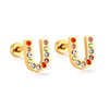 Radiant Individuality: Initials A-Z Letters Multi-Colored CZ Stones Stud Earrings - Dazzling Gifts for Girls, Teens, and Women!