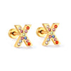 Radiant Individuality: Initials A-Z Letters Multi-Colored CZ Stones Stud Earrings - Dazzling Gifts for Girls, Teens, and Women!