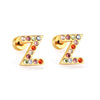 Radiant Individuality: Initials A-Z Letters Multi-Colored CZ Stones Stud Earrings - Dazzling Gifts for Girls, Teens, and Women!