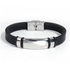 Bold Expression: Boys' Silver & Silicone Bracelet - Personalized Elegance, Ideal Jewelry Gift!