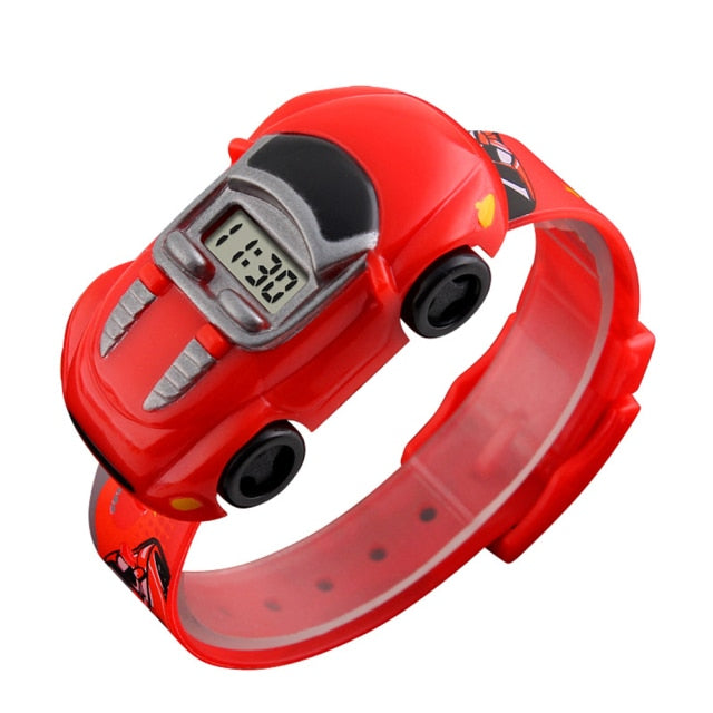 Zoom into Fun: Kids Electronic Digital Cartoon Car Watch - The Ultimate Toy Timepiece!