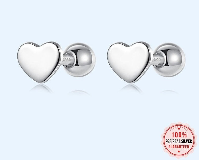 Hearts of Innocence: 100% 925 Sterling Silver Earrings for Baby Girls and Kids!